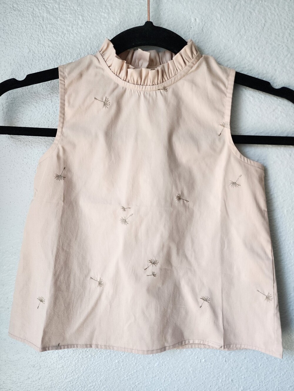 The Sunday Collective Embroidered Sleeveless Ruffle Neck Top Size 4Y Moonlight
